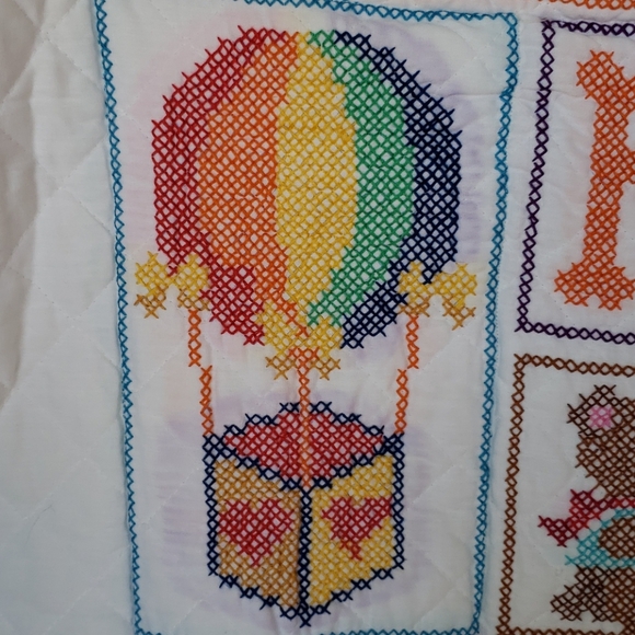 Vintage Cross Stitch Quilt. Baby Blanket. Alphabet - Picture 4 of 17